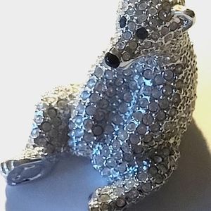OLIVER WEBER TEDDY BEAR MADE W/ SWAROVSKI CRYSTALS & SILVER METAL...AUSTRIA
